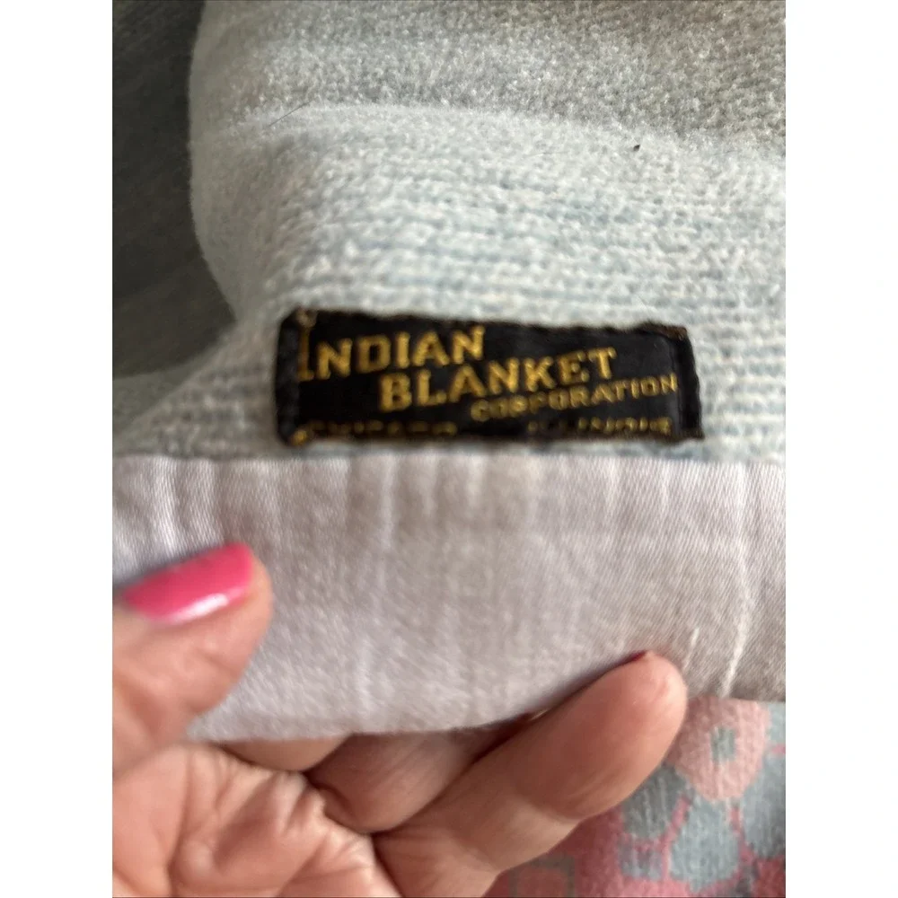 Vintage Cotton Indian blanket brand Chicago reversible floral‎ queen RARE floral